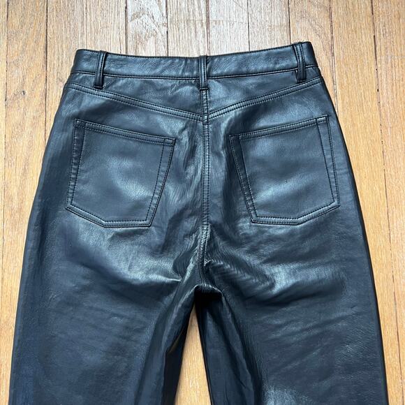 Wilfred The Melina‎ Pant Vegan Faux Leather Black High Rise Straight Leg Size 4 - Picture 6 of 14